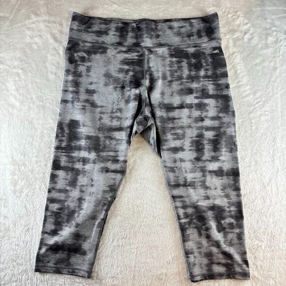 Spalding Capri Leggings Speed-Dri Women's 1X Gray Athletic / Athleisure - Picture 2 of 11